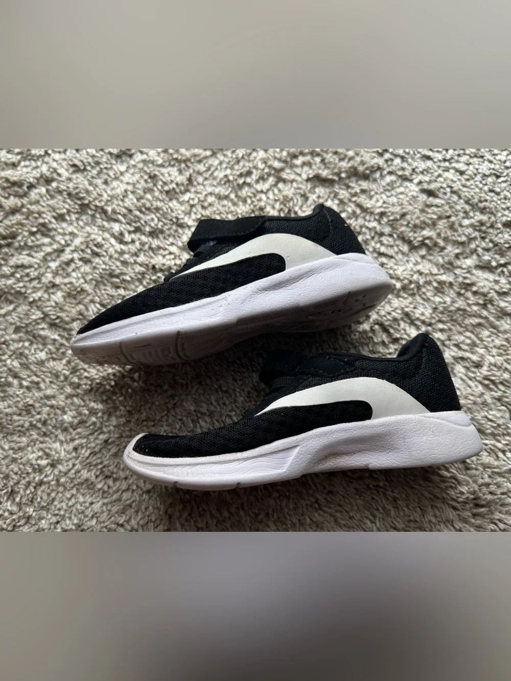 Toddler Black & White Athletic Sneakers Velcro Closure Size 8